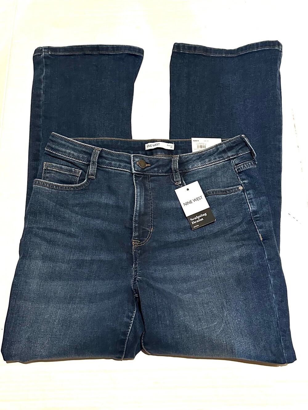 Nine West Women's Dark Wash High Rise Bootcut Jeans Size 10P Petite NWT